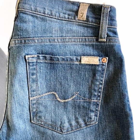 7 For All Mankind Jeans Sz 27 Blue Ankle Crop Roxanne Skinny Leg - Picture 3 of 9